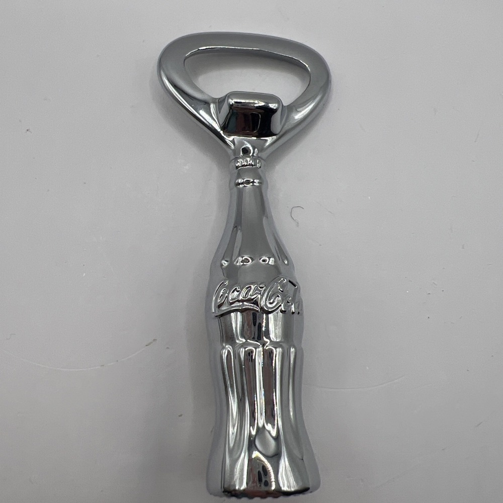 Vtg 1998 Coca Cola Bottle Opener 4" Chrome Bottle Shaped Bottle Opener, NWOT